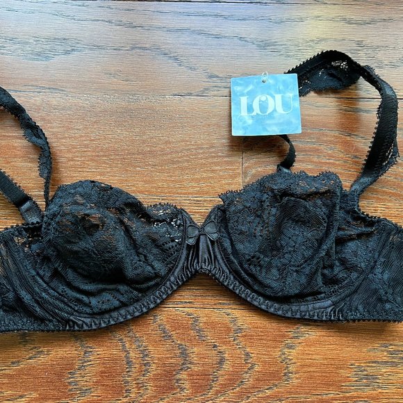 NWT Vintage Lou Bra from Paris France! Chantilly Lace With Bows Black 34B & 34C - Picture 3 of 14